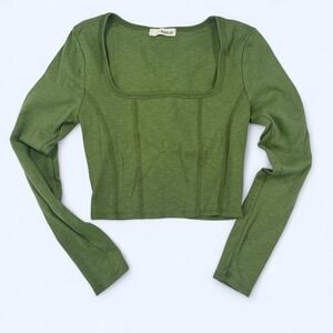 Green Basil & Lola Long Sleeve Crop Top Size XS